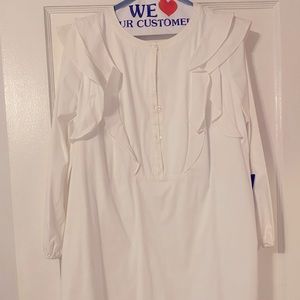 White cotton long sleeve dress